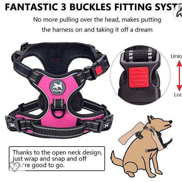 NWOT POYPET No Pull adjustable Pink Dog Harness, Size:medium - Picture 5 of 11